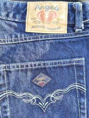 Angels Blue Denim Jean Shorts with White Stitching